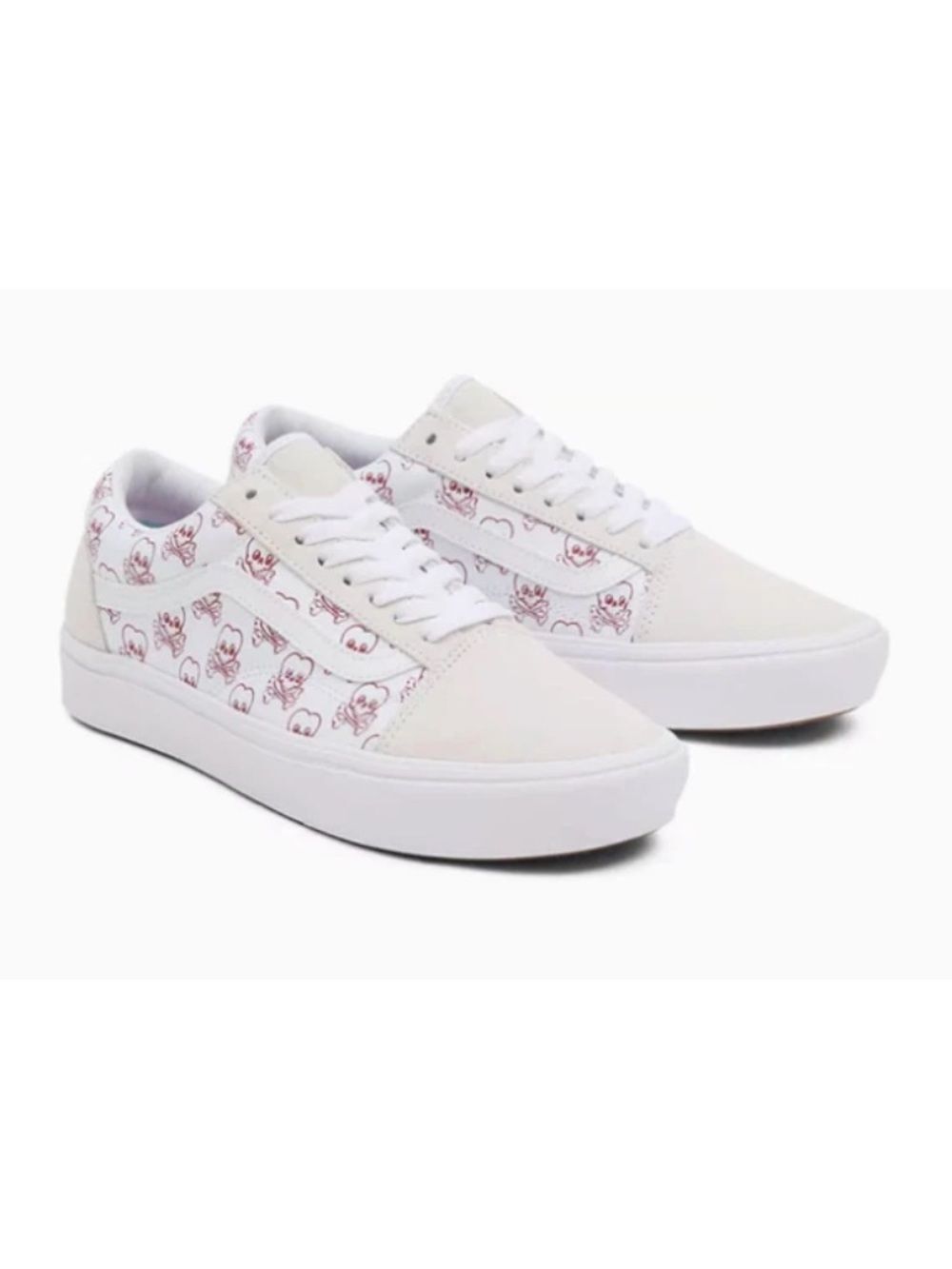 Vans Comfycush Old Skool Cream Sneakers with Pink Accents Unisex Ms,7.0 w,s 8.5